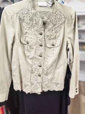 Chico's Cream Lace Utility Jacket